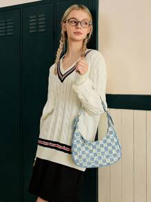 LOONEY TUNES X SHEIN Women's Cartoon & Checkered Pattern Fashionable Versatile Chic Street Style Backpack Crossbody Bag Set - Multicolor - View 8