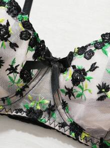 SHEIN 5件套彩色刺绣钢圈性感内衣套装 - 彩色 - 查看 3