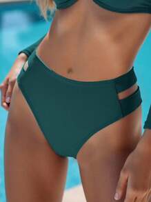 SHEIN Swim Beach Summer Women Swimwear Bikini Bottoms - Green - View 1