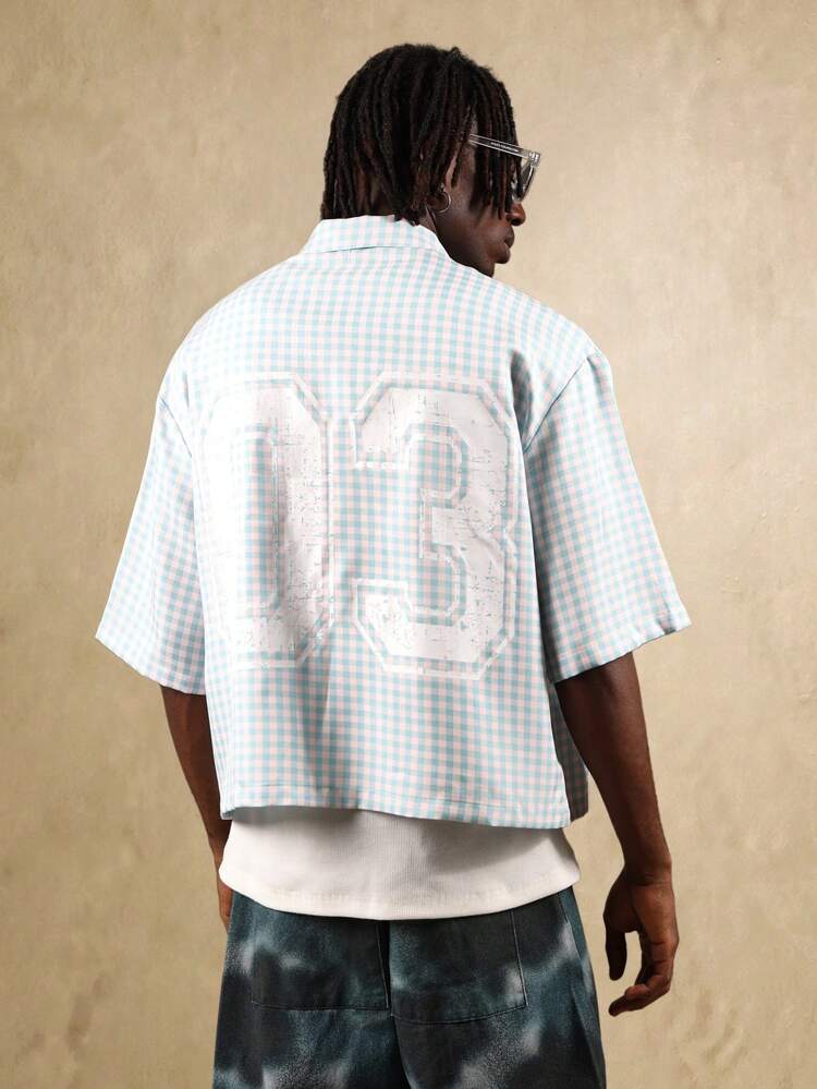 Gingham Check Shirt With Athletic Number Print