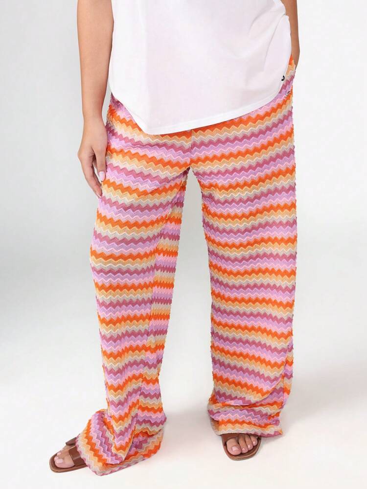 Wide Leg Palazzo Pants With Zig Zag Pattern