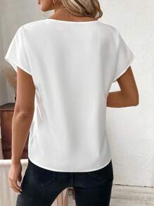 SHEIN Clasi Áo sơ mi nữ tay ngắn họa tiết trái tim giả denim, phù hợp cho mùa hè - Nhiều màu - Xem 2