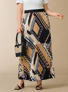 Flouryn Váy dài xếp ly họa tiết kẻ caro bất đối xứng cỡ lớn cho nữ, váy đi chơi thường ngày - Nhiều màu - Xem 3