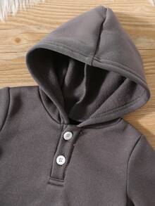 SHEIN 新生儿男女通用三件套：连帽长袖半开前套头衫、裤子和无袖背心 - 彩色 - 查看 3