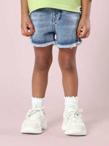 SUMWON Pantaloncini di jeans grezzi per bambini, sfrangiati, estivi, di media lunghezza, fit morbido, in cotone, per uso quotidiano, moda spiaggia, casual, distressed, estivi, primaverili, moderni, fondamentali