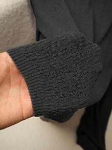 Franclia 女士休闲半透明V领开衫，春夏 - 黑色 - 查看 7