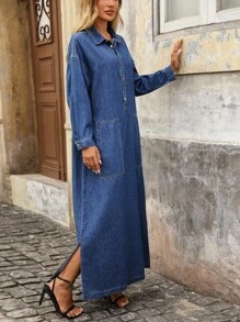 SHEIN Tall Women's Casual Everyday Versatile Denim Dress