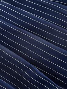 SHEIN MOD 女士心形装饰褶皱条纹短款 A 字裙，秋季，秋季女装，返校，办公室女装，老钱风格女装，复古女装，狂欢，辣妹，办公室女装裙 - 藏蓝色 - 查看 6