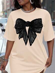 SHEIN EZwear Plus Size Summer Casual Butterfly Print Short Sleeve T-Shirt