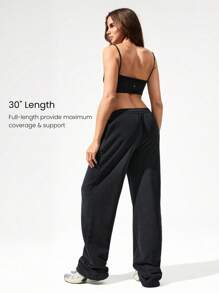 GLOWMODE Everyday Terry Two-Way Wear Adjustable Drawstring Waist Leg Cord Wide Leg Jogger Sweatpants With Side Pockets Daily Casual Wear