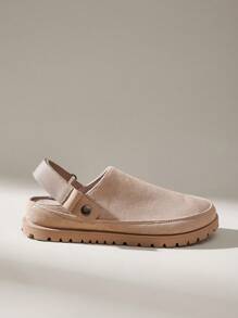 Solecia 女士低帮帆布滑板鞋，新款时尚休闲运动鞋，百搭运动鞋，秋季小白鞋，鞋垫拖鞋，绒面革软木拖鞋，女式封闭式木屐 - 卡其色 - 查看 2