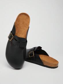 SHUZIA Men's Comfortable Arch Support Buckle Strap Round Toe Cork Footbed Clogs For Christmas - Black - View 5
