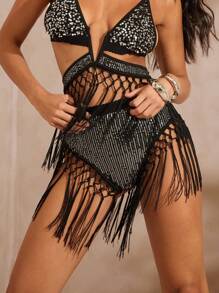 Hauture Slip sexy e alla moda con frange di paillettes a triangolo