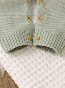 SHEIN Conjunto de peto y pantalones para bebé niño en color verde, estilo minimalista casual y cómodo y transpirable para la etapa de gateo - Verde - Ver 4
