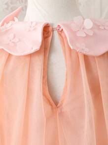 Baby Girl Cute Summer Apricot Mesh Bowknot Dress - Pink - View 3