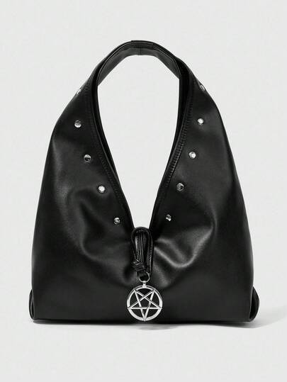 Goth Borsa a spalla elegante e versatile con decorazioni in metallo