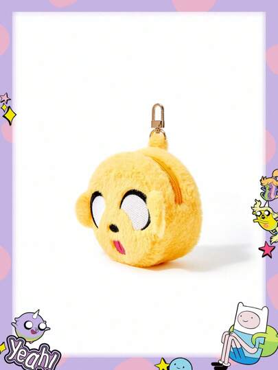 Adventure Time X ROMWE Porte-monnaie en peluche jaune brodé à la mode