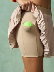 VARSIVA 女士运动背心和百褶迷你裙两件套 女士健身套装 - 卡其色 - 查看 5