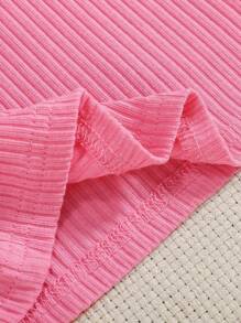 SHEIN 3pcs Young Girl Ribbed Tank Tops Set, Casual Vacation/Back-To-School For Little Sleeveless Tops Halter Tops For Cute Summer Tops For Ribbed Halter Tops Ribbed Halter Top - Purple - View 4