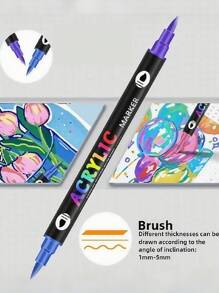 24/48/72 色丙烯颜料马克笔套装 - 适用于木材、帆布、陶瓷、玻璃和岩石绘画的鲜艳艺术笔，适合艺术家和 DIY 的优质速干工艺用品