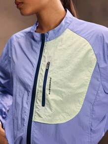 Powerista Fashionable Color Block Splice Casual Sports Jacket - Purple - View 7