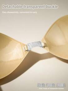 SHEIN Heart Shaped Invisible Nipple Cover, Waterproof, Sweatproof, Seamless Push Up Bra Pasties - Apricot - View 6
