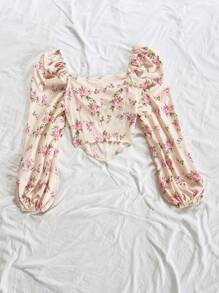 Soleia 女士休闲度假浪漫蓝白印花不对称下摆衬衫 - 彩色 - 查看 2