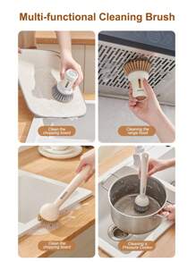 Madebyblanc 1 件套多功能家用锅刷套装 - 创意厨房懒人工具，具有液体挤压功能，长柄和可旋转清洁刷，适用于锅碗瓢盆 - 彩色 - 查看 6