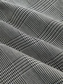 SHEIN MOD 女式千鸟格纹翻领长袖休闲薄款西装外套 - 黑色 - 查看 6