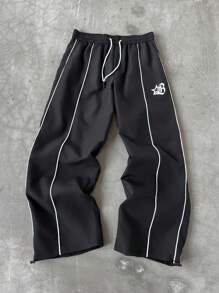 Manfinity EMRG Pantaloni casual da uomo con stampa a strisce laterali color contrasto