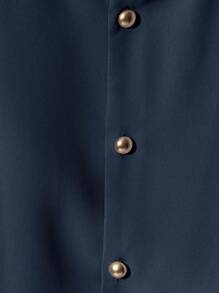 Franclia 两件套：时尚高端圆领短袖女式衬衫和休闲短裤，适合大学生穿着 - 寶藍色 - 查看 3