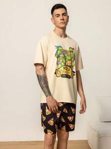 TEENAGE MUTANT NINJA TURTLES | SHEIN Men's Letter & Cartoon Turtle Print Loungewear Set