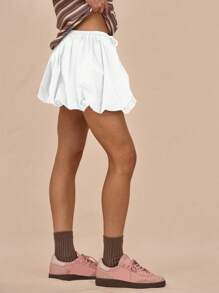 MUSERA Minifalda de burbujas con cintura con cordón, elegante, casual y linda para vacaciones de verano - Blanco - Ver 4