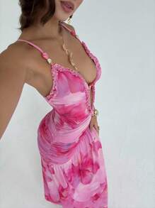 Aloruh 女士性感花卉印花无袖连衣裙，度假风格 - 彩色 - 查看 7