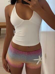 Aloruh Women's Handmade Rainbow Crochet Shorts For Summer Vacation & Beach - Multicolor - View 5