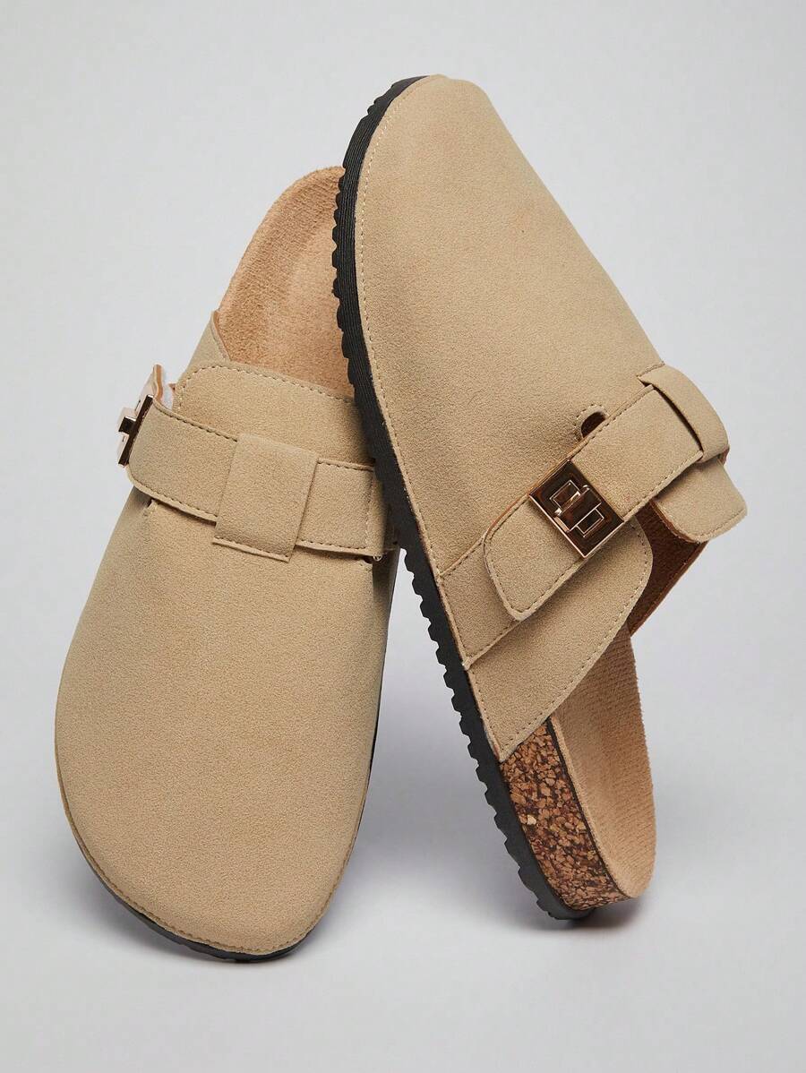 SHUZIA 男士极简主义金色储物柜软木鞋床黑色土豆木屐——优质结构，足弓支撑，游艇到街头风格 - 米色 - 查看 1