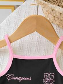 SHEIN Happikins Sweet Bow, English Numeral 23 Print, Sporty Chic Style, Baby Girl Casual Dungaree Shorts, Suitable For Spring & Summer Baby Girl Clothes Baby Clothes Girl Black White And Pink Baby Sportswear Toddler Girl Athletic Wear Baby Girl Race Outfit