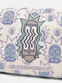 Rick and Morty X SHEIN 1 件卡通图案绗缝化妆包，带拉链的便携式化妆品收纳袋，多功能收纳包，轻便旅行包，男女适用 - 彩色 - 查看 3
