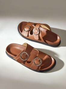 Dép đi biển đế bằng màu đen thời trang thoải mái dành cho nữ - màu nâu - Xem 6