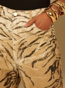 Denimoi 渐变色斑马纹直筒牛仔裤 - 彩色 - 查看 2