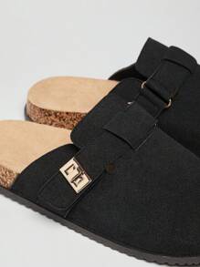 SHUZIA 男士极简主义金色储物柜软木鞋床黑色土豆木屐——优质结构，足弓支撑，游艇到街头风格 - 黑色 - 查看 5