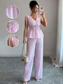 Elenzga A Two Pieces Summer Set With Elegant And Vacation-Like Charm For Ladies