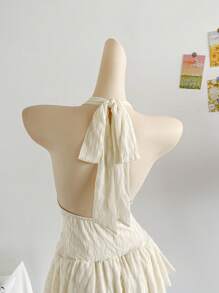 Soleia 女士度假浪漫岛屿假日露背针织网眼粉色花卉印花连衣裙，休闲，约会，下午茶，海滩，游轮，城市，音乐节，派对，波西米亚风 - 粉色 - 查看 7