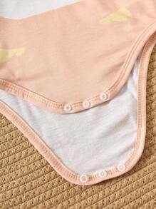 SHEIN Infant Unisex Penguin Pattern Knit Soft Crew Neck Sleeveless Bodysuit, Casual And Versatile - Khaki - View 8