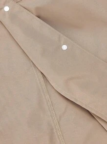 SHEIN MOD Casual Loose Minimalist Front Button Long Sleeve Women's Regular Coat,Autumn,Fall,Back To School,Office Wear,Old Money Style,Best Selling,Homecoming,Oversize,Barn Jacket,Going Out,Country,Business Casual,Work Women,Teacher - Khaki - View 7