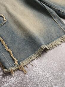 Manfinity ZONE917 Men's Loose Casual Bermuda Distressed Denim Shorts With Pockets Ripped Denim Shorts Men Ripped Denim Shorts - Light Wash - View 6