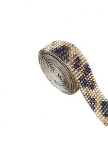 1 Yard Self Adhesive Crystal Rhinestone Ribbon, Rhinestone Strips, DIY Diamond Bling Ribbon Stickers Rhinestone Tape Roll For Crafts Phone Car Decorations - leopard print - View 5