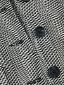 SHEIN MOD 女式千鸟格纹翻领长袖休闲薄款西装外套 - 黑色 - 查看 5