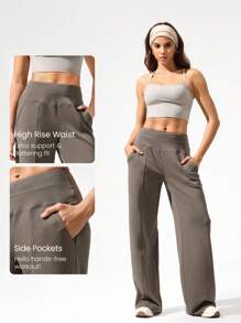 GLOWMODE Modal Silk Touch Wide Leg High Waist Lounge Pants With Side Pockets Daily Casual Fall Fall Winter