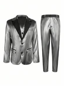 Calvornis Men's Business Commuter Jacket & Pants Suit - Black - View 6